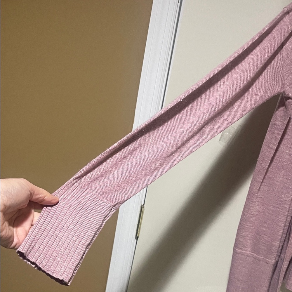 lululemon athletica Linen Blend Dusty Pink Light Hoodie Sweater Cardigan SZ M - Picture 5 of 15